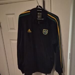 Adidas Men's Black and Yellow Brazil Bomber Jacket